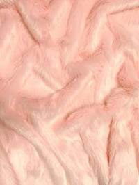 Tela de piel sintética de pelo largo y peludo, de color rosa claro liso / Se vende por yardas