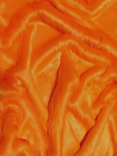 Tela de piel sintética naranja lisa, peluda y de pelo largo / Se vende por yardas||color: naranja