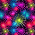 Halloween Neon Spiderwebs on Black 100% Cotton