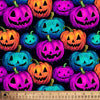 Halloween Neon Pumpkins on Black 100% Cotton