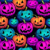 Halloween Neon Pumpkins on Black 100% Cotton