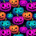 Halloween Neon Pumpkins on Black 100% Cotton