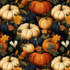 «Pumpkin Patch Harvest Multi» sobre fondo azul, 100 % algodón
