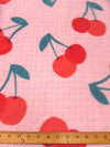 Cherry Fruit Toss Pink Fleece Fabric