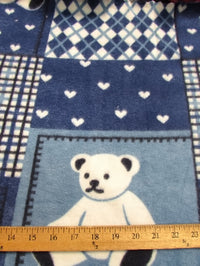 Tela de felpa azul marino con ositos de peluche