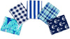 5 Flannel Fat Quarters Sea Life Blue White 18" x 21"