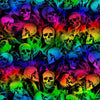 Halloween Batik Smokey Rainbow Skulls on Black