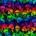 Halloween Batik Smokey Rainbow Skulls on Black