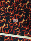 Fire Flame Black and Orange Fleece Fabric