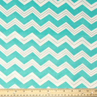 Stitch & Sparkle 100% Cotton, 44" Wide, Cut by the Yard, Chevron Aqua White Silver