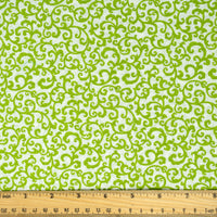 Stitch & Sparkle 100% Cotton, 44" Wide, Cut by the Yard, Mini Scroll Lime