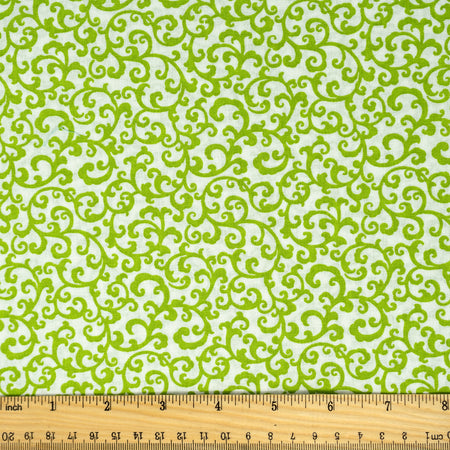 Stitch & Sparkle, 100 % algodón, 44" de ancho, se vende por yardas, Mini Scroll Lime