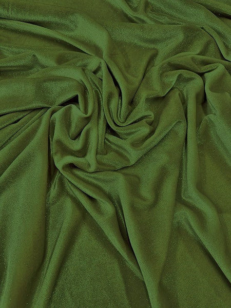 TELA DE TERCIOPELO ELÁSTICO CON PURPURINA, 360 GRAMOS DE SPANDEX / Color oliva / Se vende por yarda
