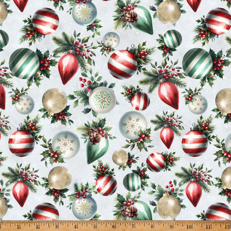 Adornos navideños «Christmas Cozy Tidings» sobre fondo azul