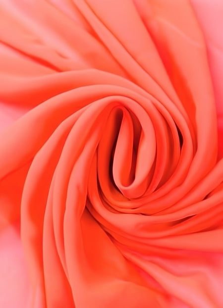 Solid Hi-Multi Chiffon Dress Fabric / Neon Coral