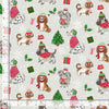 Perros navideños sobre fondo gris, 100 % algodón. Precio por yarda