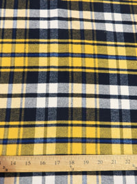 Tejido de franela grueso de cuadros escoceses para uniformes / Amarillo/Azul marino/Blanco / Se vende por metros