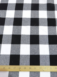 Heavy Tartan Plaid Uniform Apparel Flannel Fabric / Buffalo White/Black / Sold By The Yard