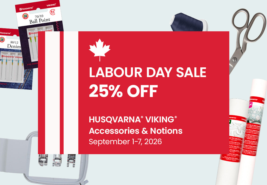 Image of multiple types of Husqvarna Viking accessories with stars and stripes.