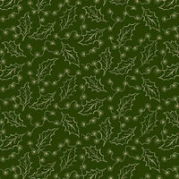 Hunter Green Holly Cozy Christmas Cotton Wideback Fabric per yard