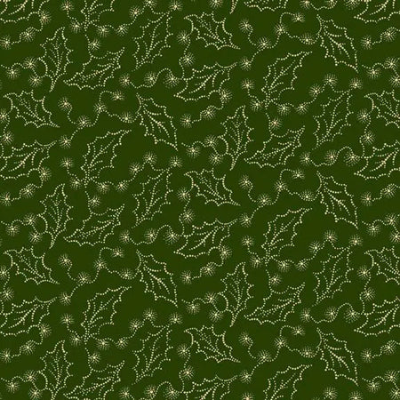 Hunter Green Holly Cozy Christmas Cotton Wideback Fabric per yard