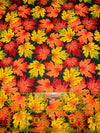Falling Leaves on Green Teal Fall Autumn 100% Cotton Fabric