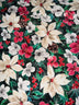 Poinsettia Pinecones on Green Teal 100% Cotton