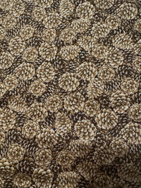 Packed Pinecones with Metallic Accents 100% Cotton Price per Yard