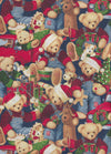 Christmas Blue Jean Teddy 100% Cotton Fabric Price per Yard