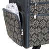 Maleta plegable con ruedas para máquina de coser Everything Mary Flat Top XL de 4 ruedas, color beige con estampado floral