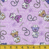 FLANNEL Doctor Teddy on Purple Baby 100% Cotton Price per Yard