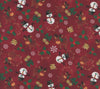Christmas Snowmen Reindeer Bells Candy on Red 100% Cotton Price per yard