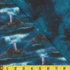 Double Faced Prequilted Lighthouse Galaxy Teal on Blue By the Yard  Novelty