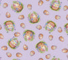 Hoppy Easter Eggs on Purple Lavender 100% Cotton Price per Yard