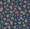 Christmas Red and Green Peppermints on Blue 100% Cotton Price per Yard