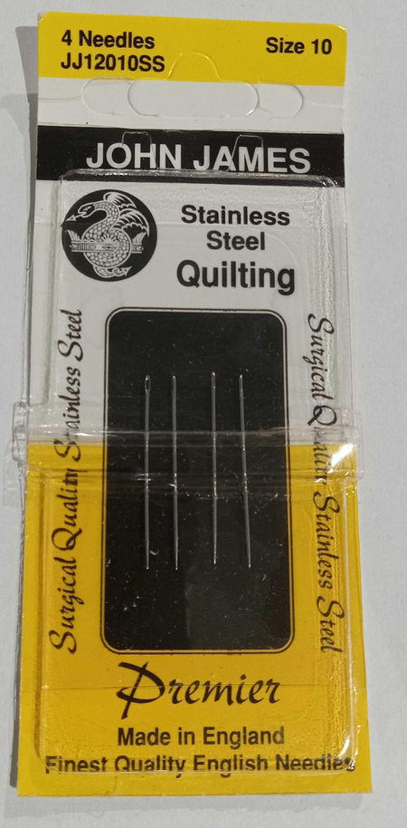 John James Stainless Steel Between / Quilting Needles Size 10 4ct