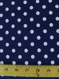Tela estampada de poliéster y algodón: lunares pequeños / azul real oscuro con lunares blancos / Se vende por metros