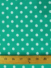 Poly Cotton Printed Fabric Small Polka Dots / Jade/White Dots / Sold By The Yard
