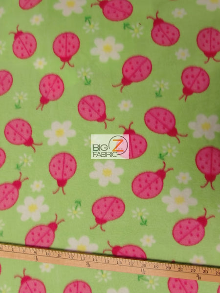Lady Bug Lime Fleece Fabric