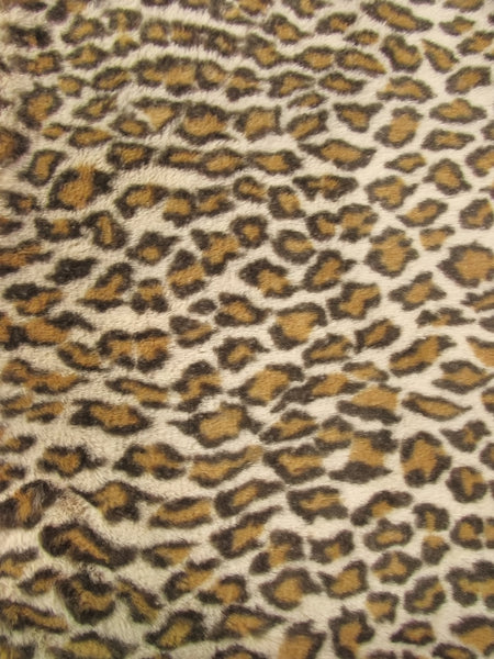 Tejido de piel sintética de castor «Latte/Amber Leopard Half Shag» / Se vende por yardas