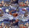 Papá Noel en su trineo sobre fondo azul