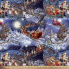 Papá Noel en su trineo sobre fondo azul
