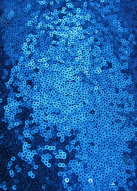 Tejido de malla de nailon con lentejuelas «Mini Disc» / Azul real brillante / Se vende por yardas