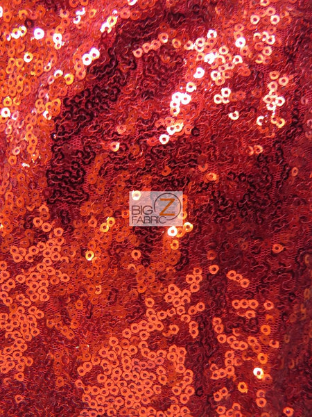 Tejido de malla de nailon con mini discos y lentejuelas / Rojo brillante / Se vende por yardas