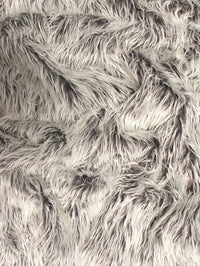 Tejido de piel sintética mongola de pelo largo, color gris escarcha, liso / Se vende por yardas