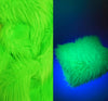 Tela de piel sintética peluda, de color verde neón, que reacciona a los rayos UV / Se vende por yardas