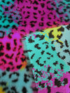 Tela de piel sintética con estampado de leopardo arcoíris