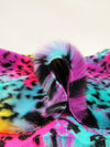 Tela de piel sintética con estampado de leopardo arcoíris