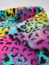 Tela de piel sintética con estampado de leopardo arcoíris