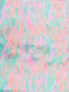 Mint, Gray, Lavender, Coral Sunset Multi-Color Faux Fur Fabric /  Sold by the Yard